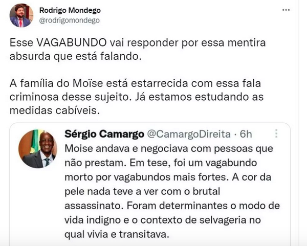 Rodrigo Mondego, Post polêmico do presidente da Fundação Palmare Advogado Rodrigo Mondego rebate presidente da Fundação Palmares