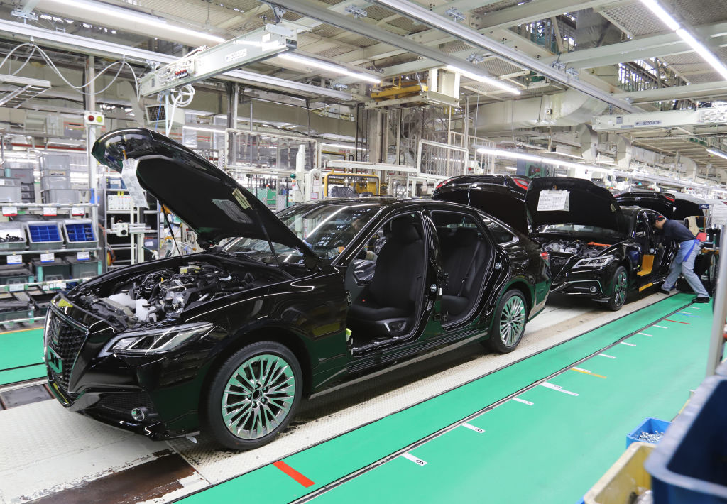 A linha de produção da Toyota perto de Nagoya: todas as 14 fábricas da montadora estão paradas após ciberataque -