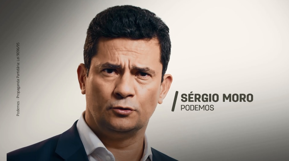 O presidenciável Sergio Moro na propaganda partidária gratuita do Podemos