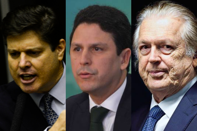 Os presidentes do MDB, Baleia Rossi, do PSDB, Bruno Araújo, e do União Brasil, Luciano Bivar