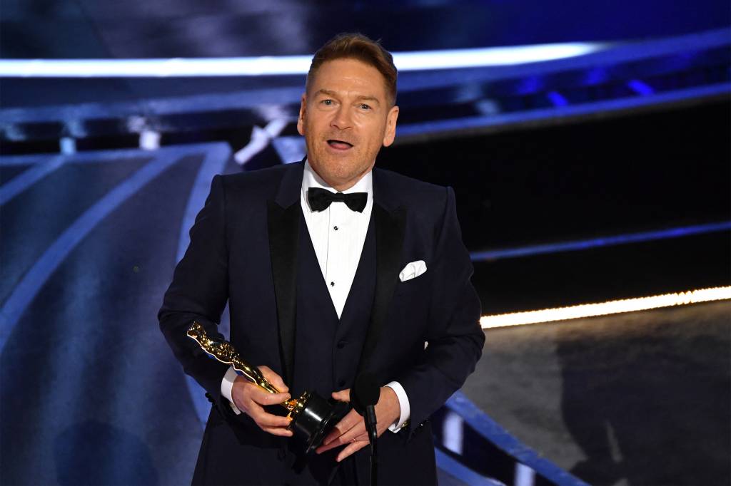British filmmaker Kenneth Branagh accepts the award for Best Original Screenplay for 