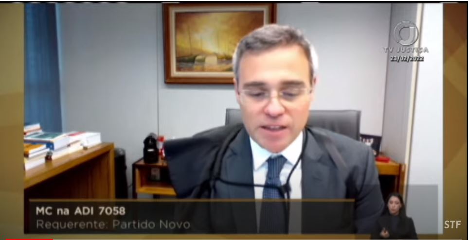 O ministro do STF André Mendonça durante julgamento sobre fundo eleitoral -