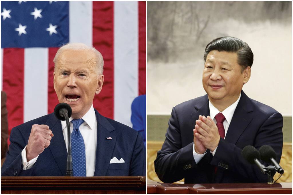 CONTRA E A FAVOR - Enquanto Biden (à esq.) ameaça, Xi põe panos quentes: interesses opostos estão em jogo no xadrez mundial -