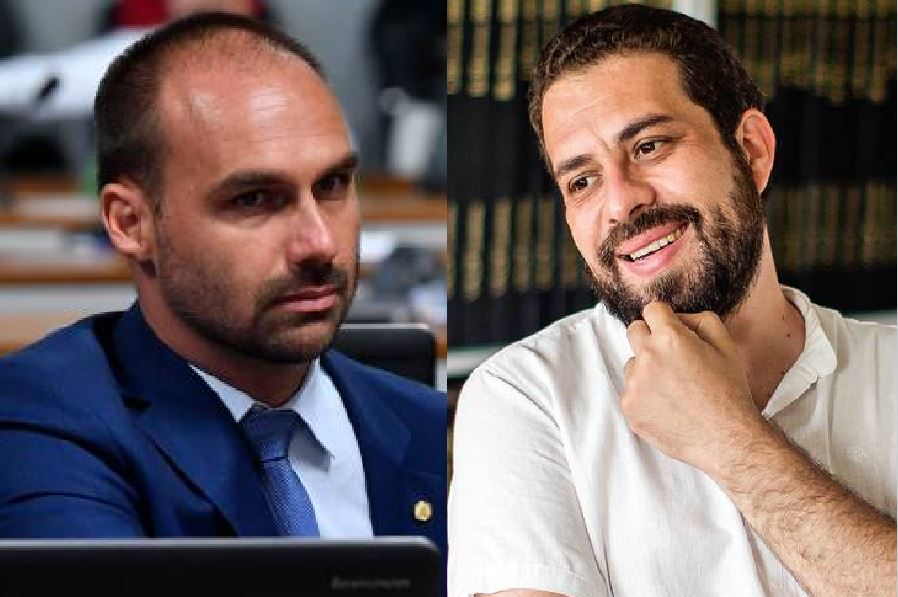 O deputado federal Eduardo Bolsonaro (PL-SP) e o líder sem-teto Guilherme Boulos (PSOL)