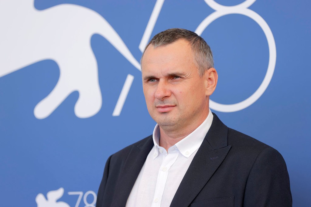 Oleg Sentsov no Festival Internacional de Cinema de Veneza em 2021, onde seu filme 'Rhino' estreou