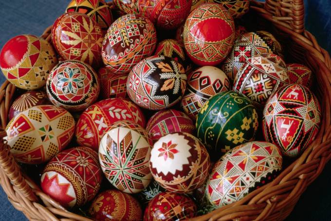 Basket of Ukrainian Easter Eggs