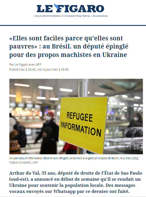 lefi Matéria do jornal francês 'Le Figaro' sobre o caso Arthur do Val -