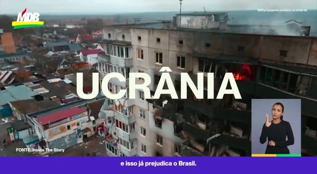 Propaganda partidária do MDB exibe cenas de prédios bombardeados na Ucrânia