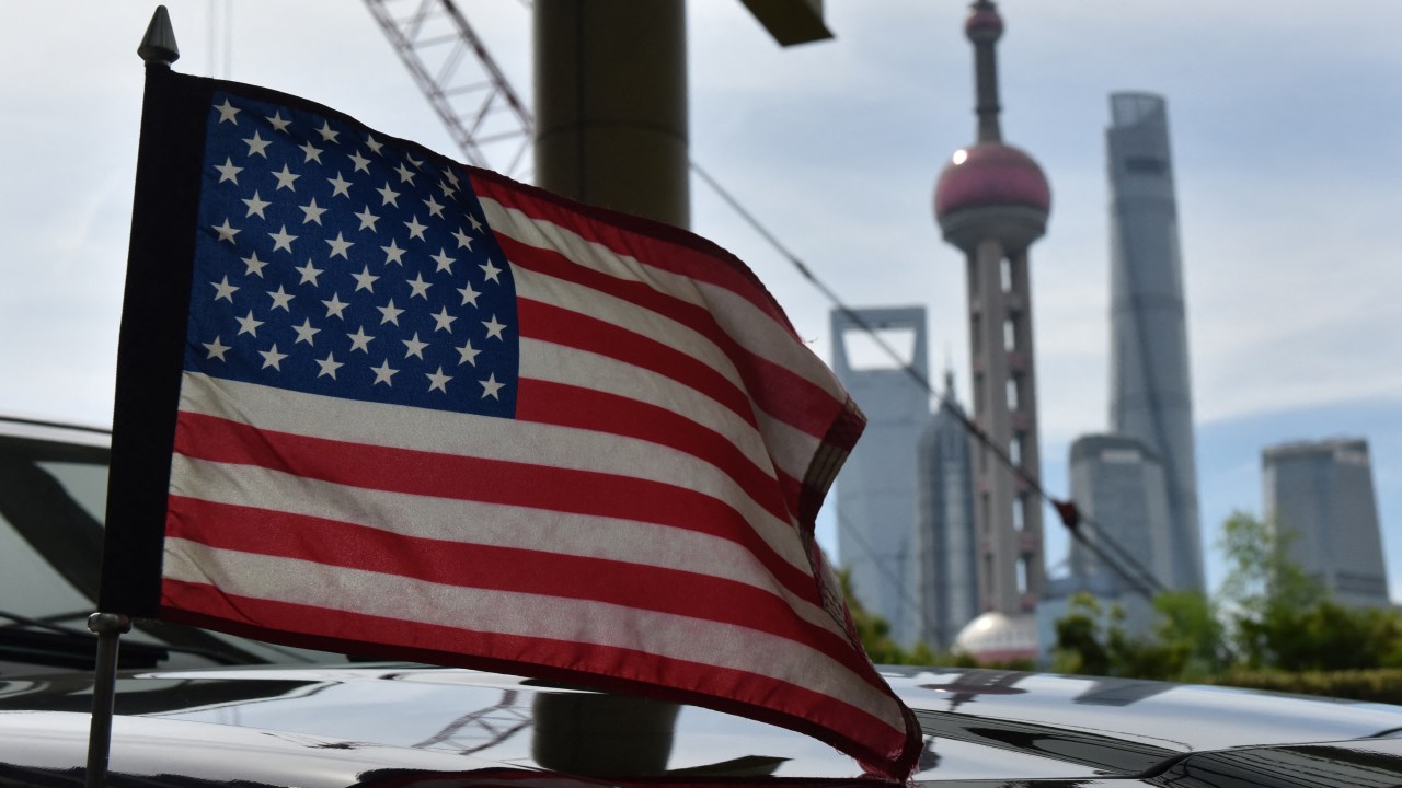 Bandeira dos Estados Unidos no consulado de Xangai