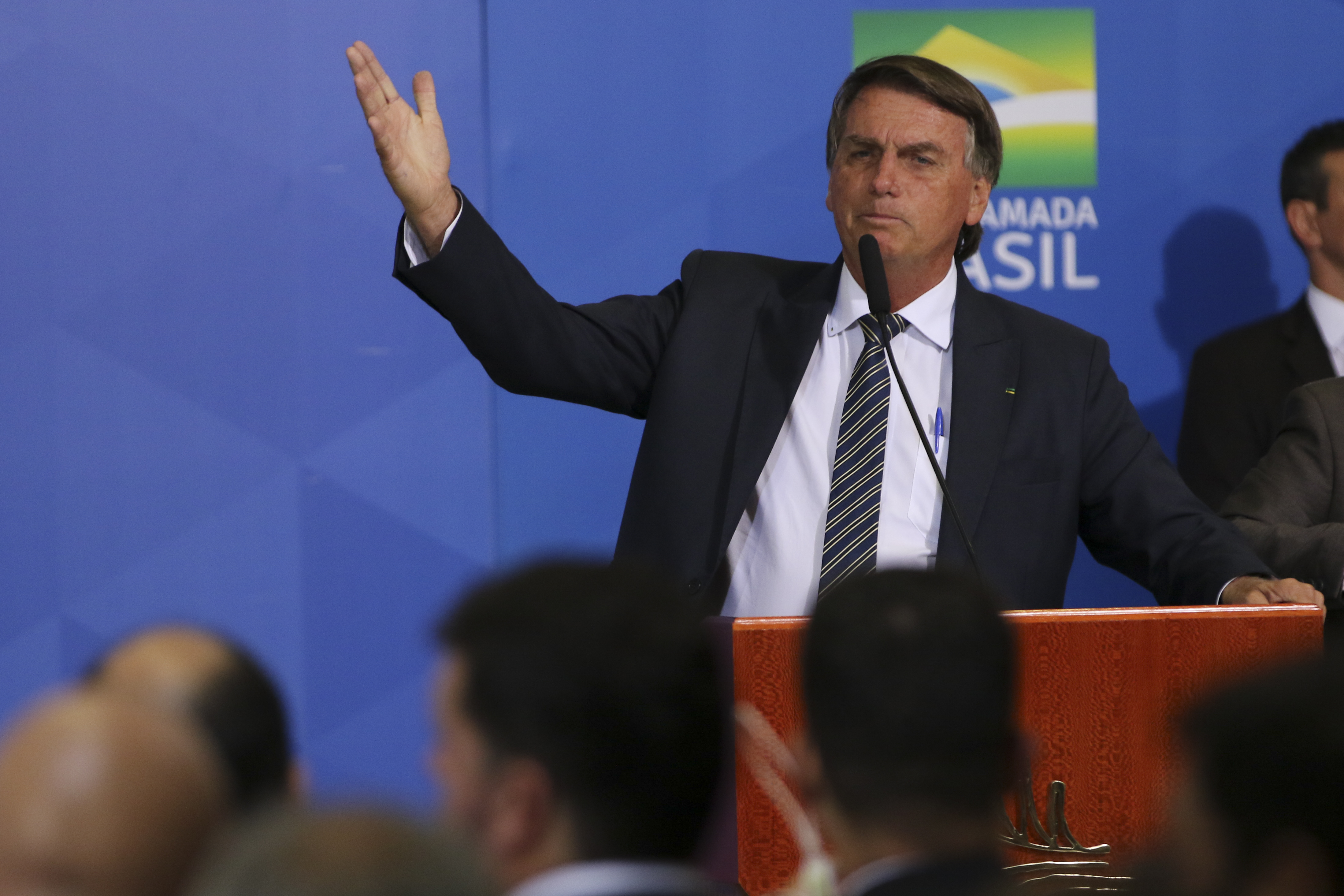 O presidente da República, Jair Bolsonaro, participa de Encontro com deputados no Palácio do Planalto, em ato público pela liberdade de expressão ,em Brasília.