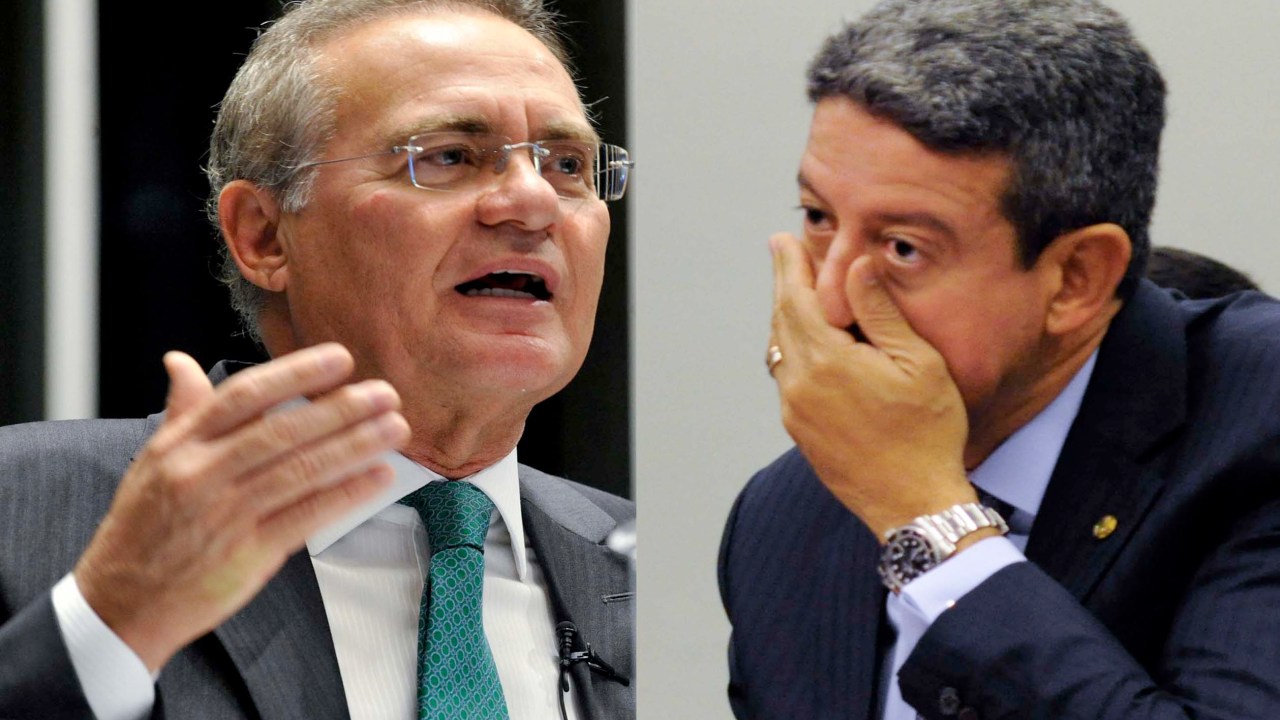 O senador Renan Calheiros (MDB-AL) e o deputado federal Arthur Lira (PP-AL) Leia mais em: https://veja.abril.com.br/coluna/radar/rivais-na-eleicao-em-alagoas-lira-e-renan-se-atacam-nas-redes/