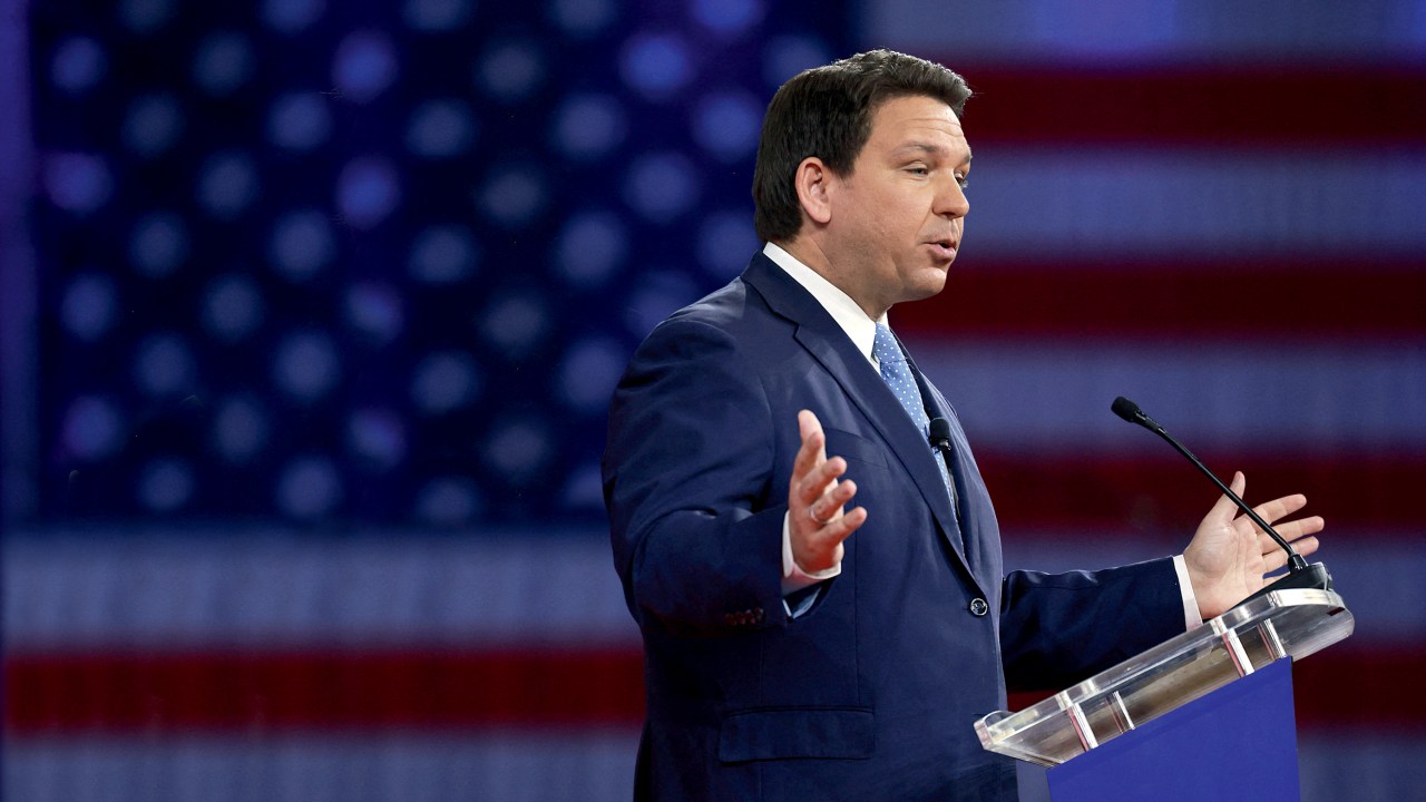 ORLANDO, FLORIDA - FEBRUARY 24: Florida Gov. Ron DeSantis speaks at the Conservative Political Action Conference (CPAC) at The Rosen Shingle Creek on February 24, 2022 in Orlando, Florida. CPAC, which began in 1974, is an annual political conference attended by conservative activists and elected officials. Joe Raedle/Getty Images/AFP (Photo by JOE RAEDLE / GETTY IMAGES NORTH AMERICA / Getty Images via AFP)
