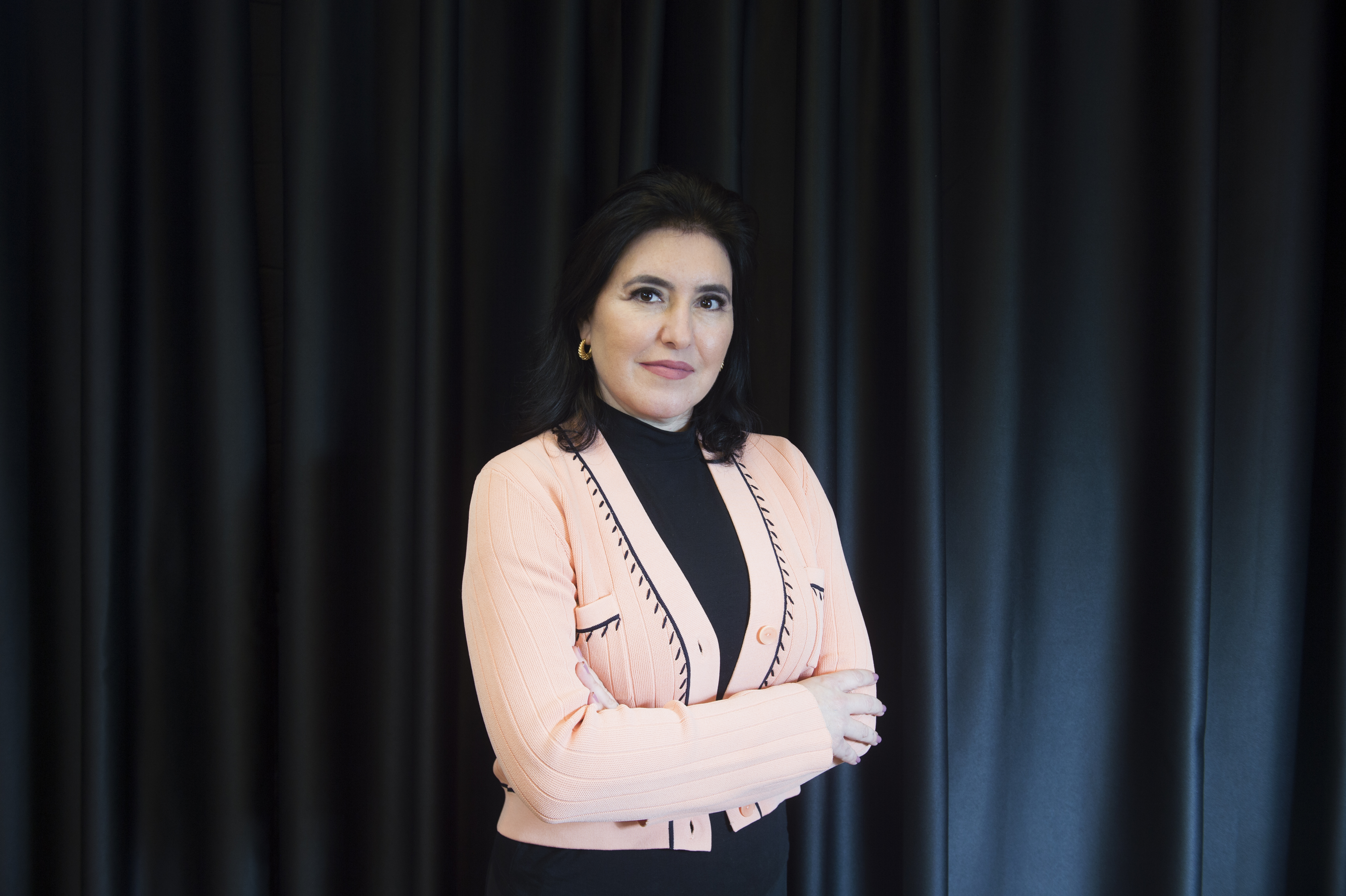 A pré-candidata presidência Simone Tebet durante a gravação do programa Amarelas On Air, de Veja -