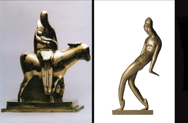 Esculturas "Fuga para o Egito", 1920 e "Dançarina", 1921 ambas de Victor Brecheret, que integraram a Semana de Arte Moderna de 1922.