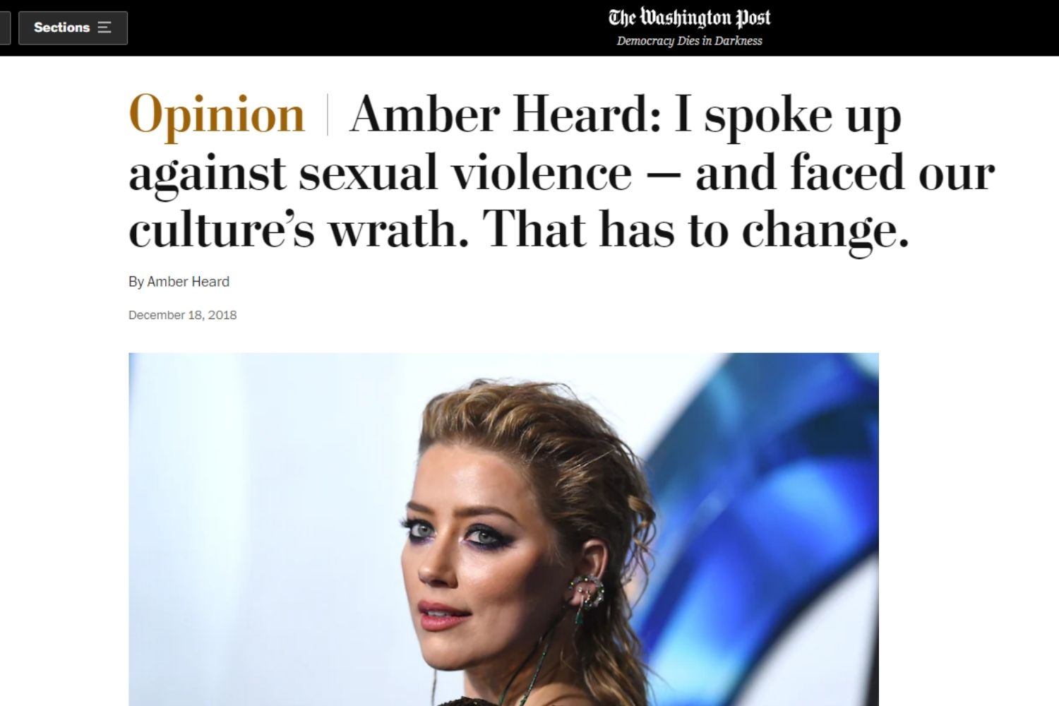 Artigo de Amber Heard para o jornal The Washington Post