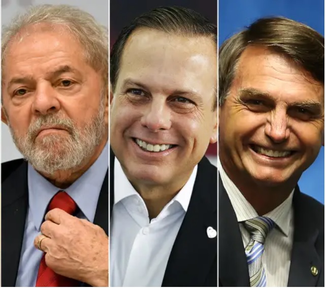 O ex-presidente Lula (PT), o ex-governador de São Paulo João Doria (PSDB) e o presidente Jair Bolsonaro (PL)