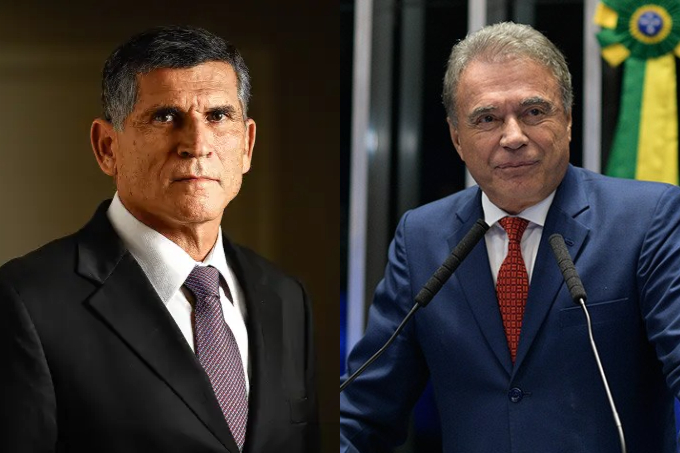 O general Carlos Alberto dos Santos Cruz e o senador Alvaro Dias, possíveis presidenciáveis do Podemos