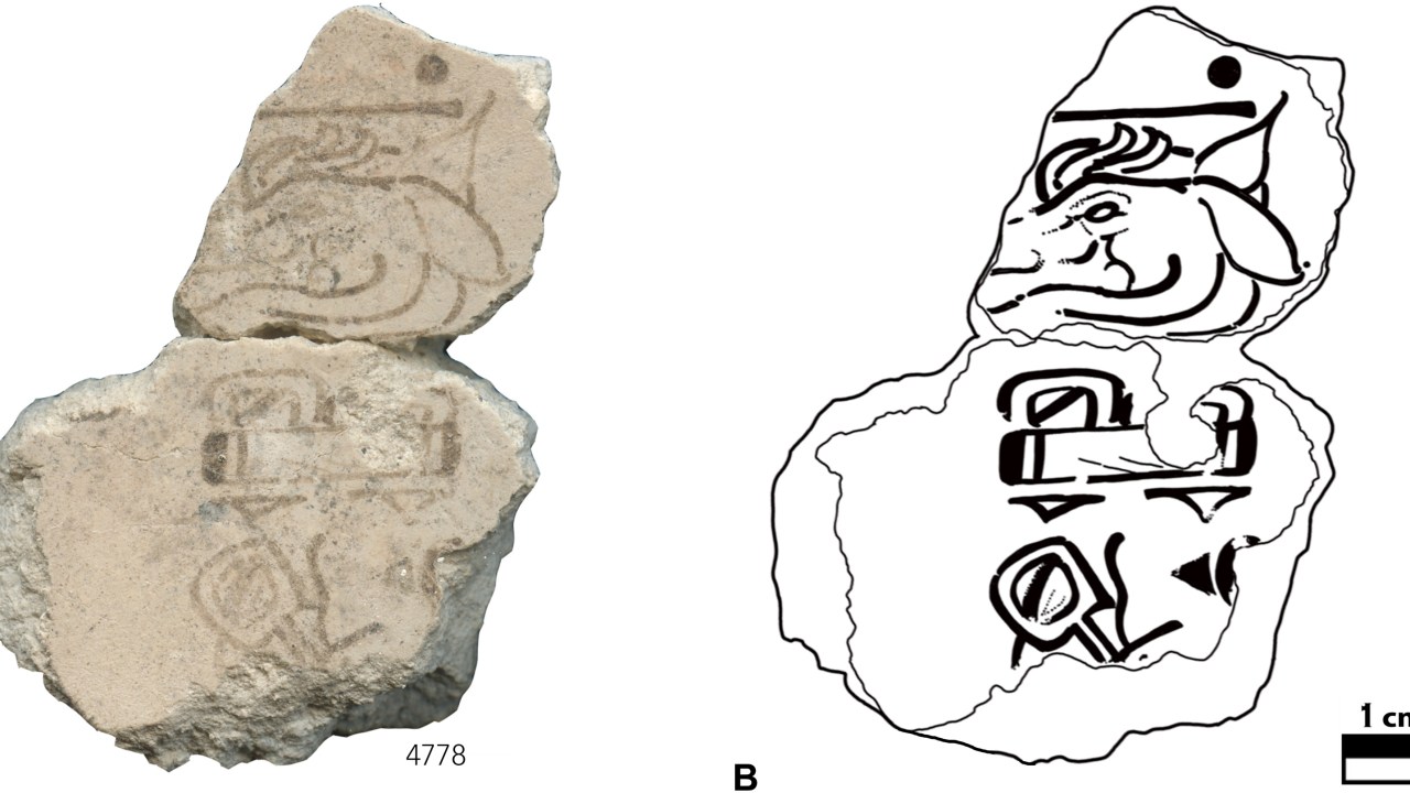 Fragmentos de gesso com inscrições maias