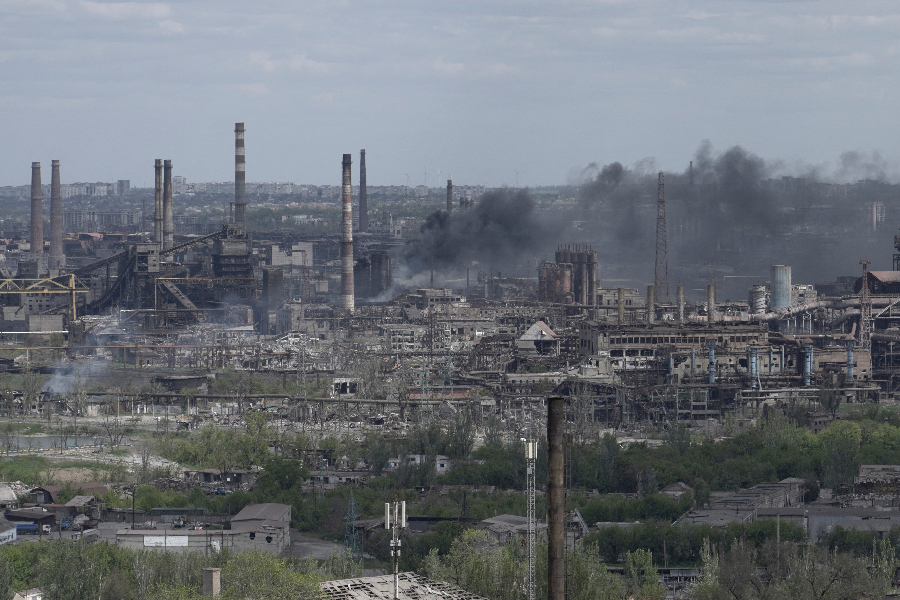 A usina siderúrgica Azovstal na cidade de Mariupol, na Ucrânia