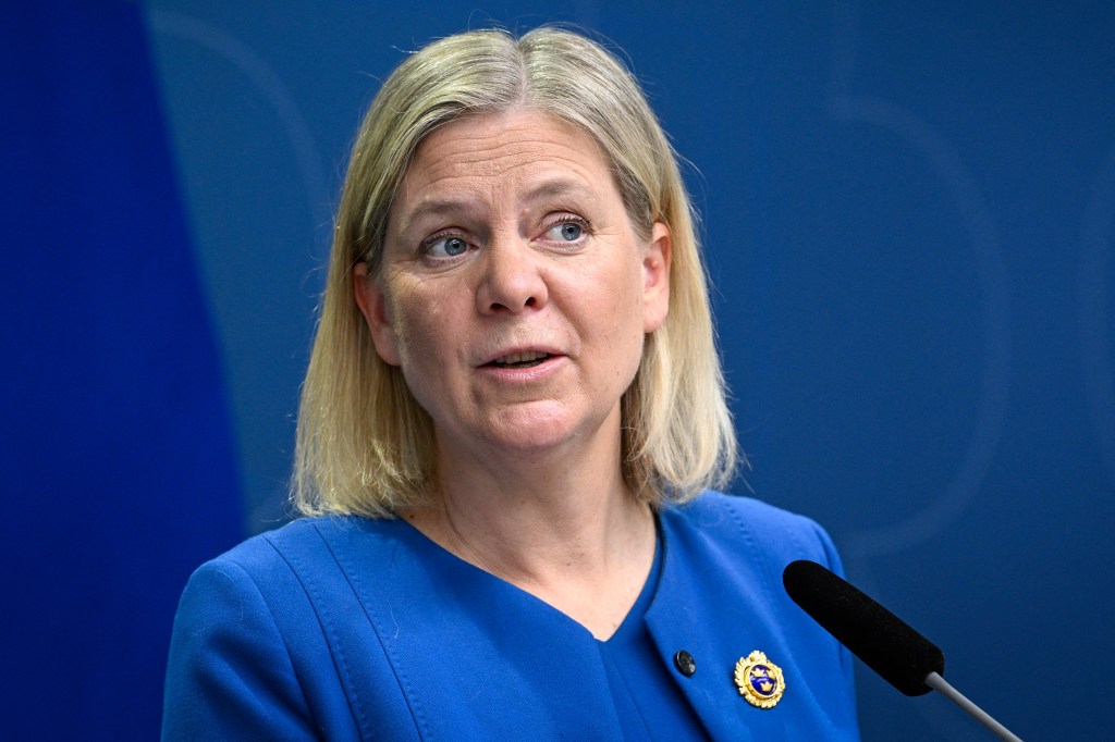 “A Suécia precisa de garantias formais de segurança que vêm com a adesão à Otan", disse a primeira-ministra da Suécia, Magdalena Andersson