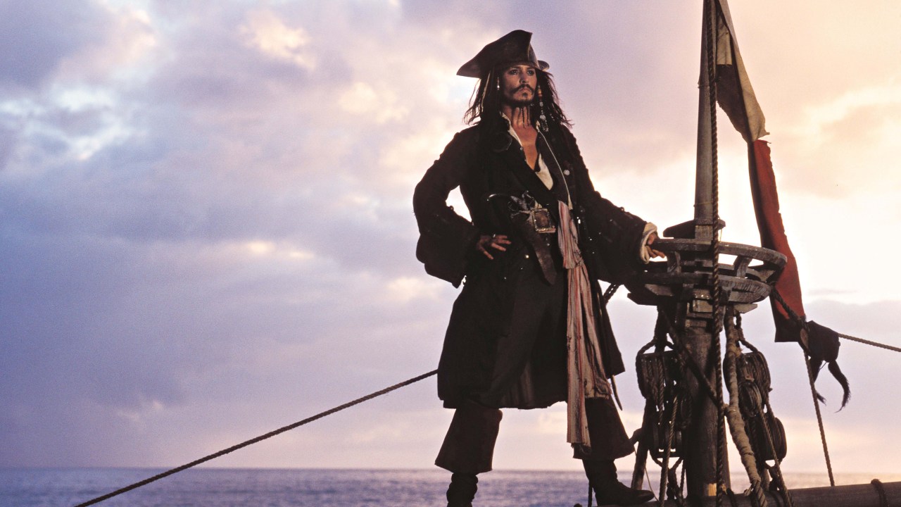 Johnny Depp no filme "Piratas do Caribe - Navegando em Águas Misteriosas", de Rob Marshall.