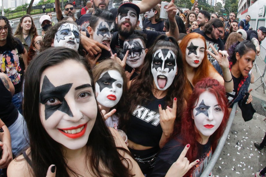 A banda Kiss durante sua apresentação no Allianz Parque, na sua turnê de despedida "End of The Road", no Allianz Parque, em São Paulo, em 30/04/2022 -