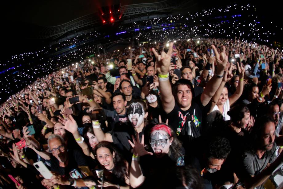 A banda Kiss durante sua apresentação no Allianz Parque, na sua turnê de despedida "End of The Road", no Allianz Parque, em São Paulo, em 30/04/2022 -