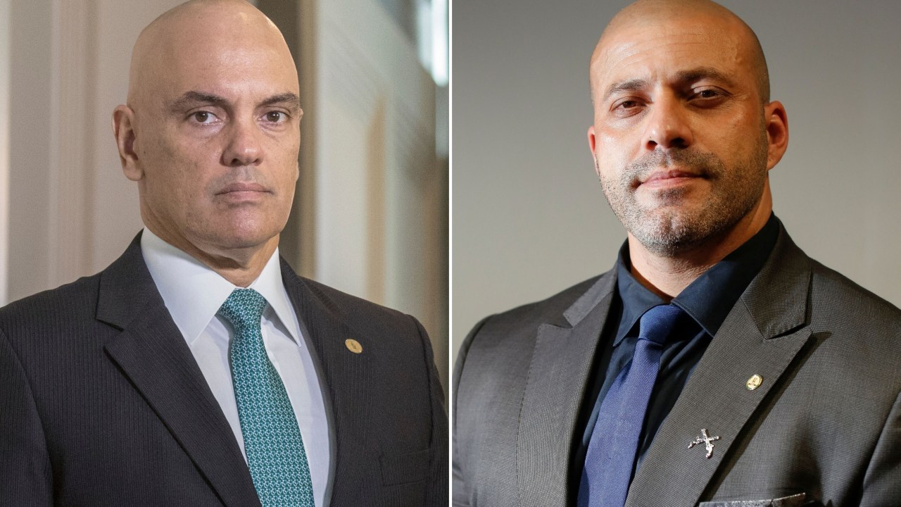 O ministro Alexandre de Moraes e o deputado federal Daniel Silveira (PTB-RJ) -