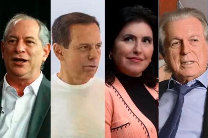 Os pré-candidatos à Presidência Ciro Gomes (PDT), João Doria (PSDB), Simone Tebet (MDB) e Luciano Bivar (União Brasil)