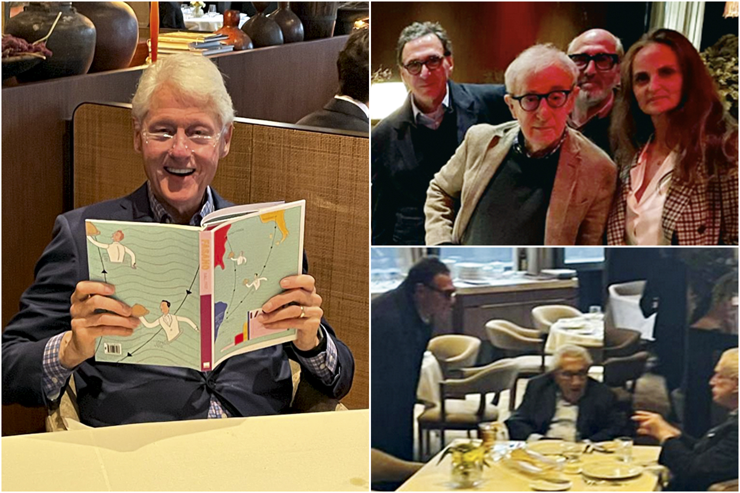 FAMOSOS - Bill Clinton, (à esq.), Woody Allen (no alto, à dir.) e Henry Kissinger (à dir.): clientes do Fasano NY -