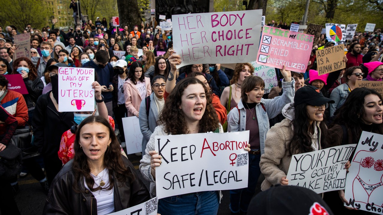 Protestos à favor do aborto legal, em Boston.