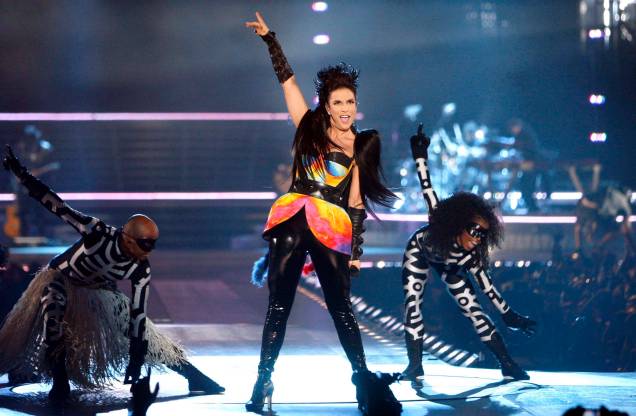 A cantora Ivete Sangalo durante show no Madison Square Garden, em Nova York-EUA. 2010.