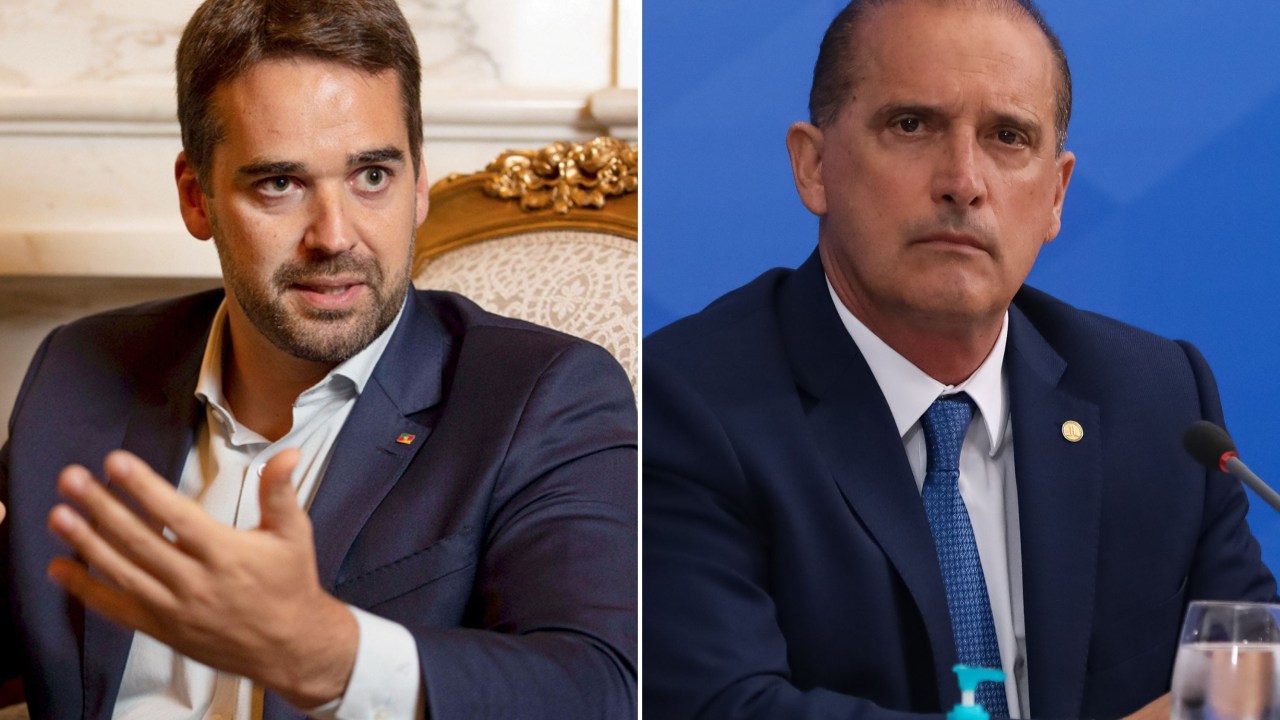 O ex-governador Eduardo Leite (PSDB) e o ex-ministro Onyx Lorenzoni (PL) -
