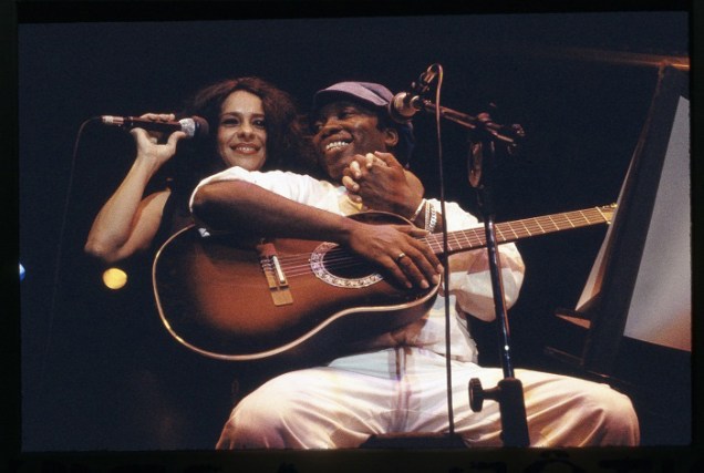 Milton Nascimento e Gal Costa, durante show no Palace, em São Paulo. Anos 90.