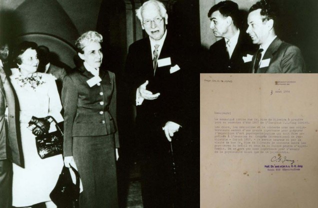 Nise da Silveira, convidada pelo psicanalista suiço Carl Gustav Jung(detalhe), para estudar no Instituto C. G. Jung, em Zurique, 1957.