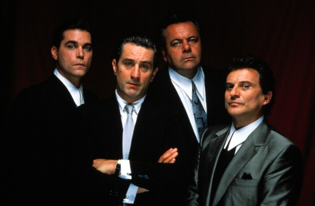 Ray Liotta, Robert De Niro, Paul Sorvino e Joe Pesci em "Os Bons Companheiros, 1990.