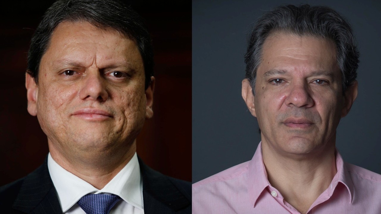 Os candidatos ao governo de São Paulo Tarcísio de Freitas (Republicanos) e Fernando Haddad (PT) -
