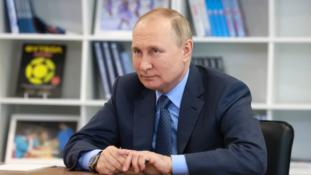 Russian President Vladimir Putin chairs a meeting of the Board of Trustees of the Talent and Success Educational Foundation via a video link at the Sirius Educational Center for Gifted Children in Sochi on May 11, 2022. (Photo by Mikhail METZEL / SPUTNIK / AFP)