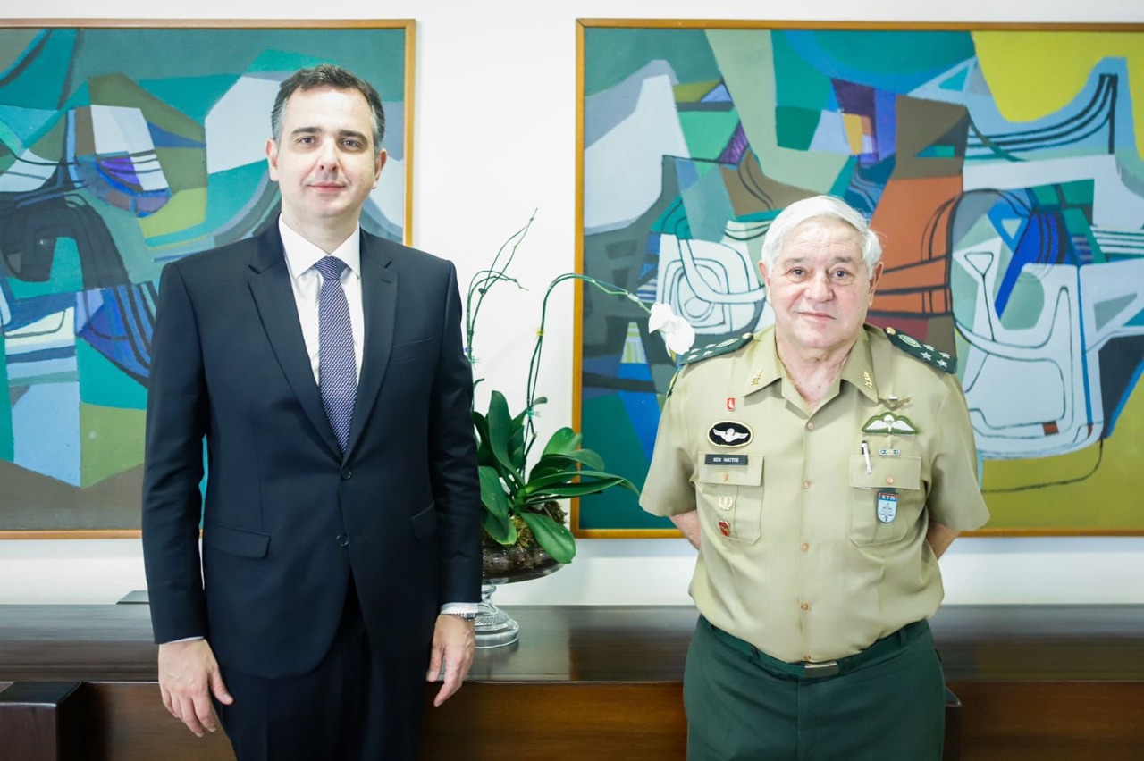 The president of the Superior Military Court, Luís Carlos Gomes Mattos, in a meeting with the president of the Senate Rodrigo Pacheco (PSD-MG)