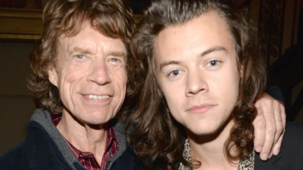 Mick Jagger e Harry Styles em evento