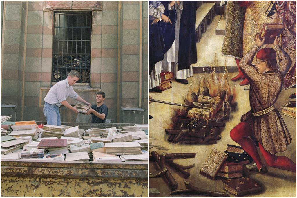 000_ARP2117957.jpg SOB ATAQUE - Biblioteca de Sarajevo (à esq.) e a Inquisição: amor e ódio -