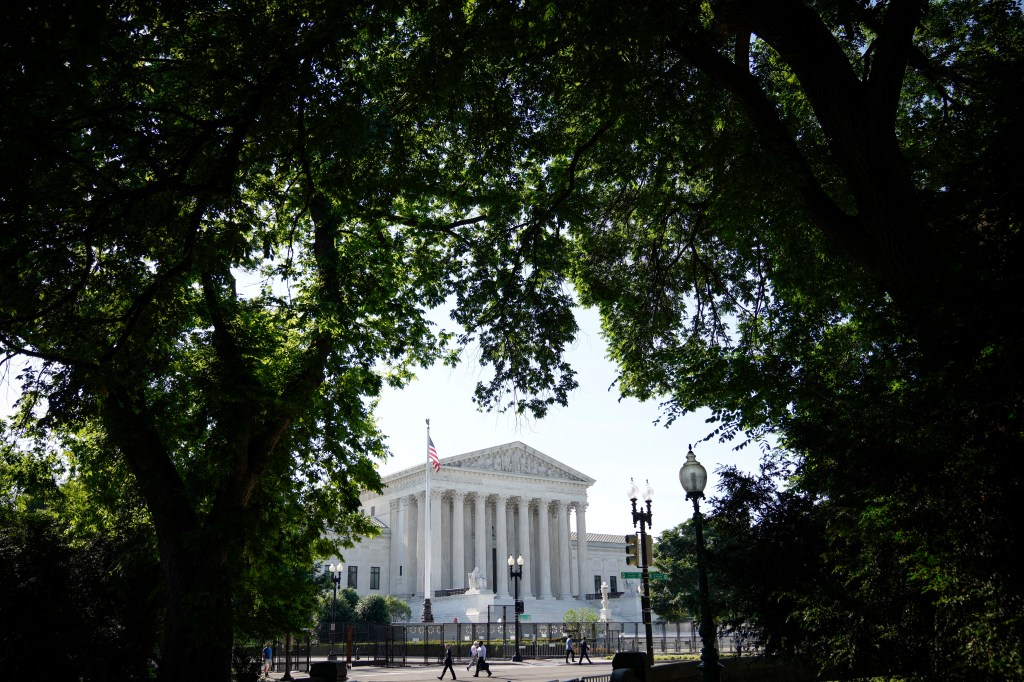WASHINGTON, DC - JUNE 1: A view of the U.S. Supreme Court on June 1, 2022 in Washington, DC. The country continues to wait for an official decision in the Dobbs v. Jackson Womens Health Organization case that could essentially overturn the landmark Roe v. Wade abortion decision. According to media reports, Supreme Court officials are escalating their search for the source of the leaked draft opinion in the case. The justices have 33 remaining cases to be decided by the end of June or the first week in July. The issues include abortion, guns, religion and climate change. Drew Angerer/Getty Images/AFP (Photo by Drew Angerer / GETTY IMAGES NORTH AMERICA / Getty Images via AFP)