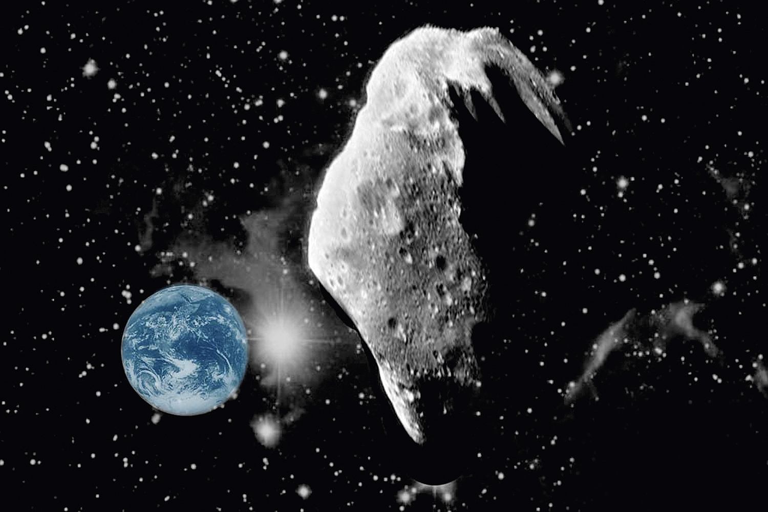 NO ALVO - Representação de objeto rochoso na imensidão do universo: não estamos sós -