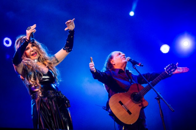 Elba Ramalho e Alceu Valença, durante show O Grande Encontro, no Palco Sunset, do Rock in Rio, no Rio de Janeiro, em 2017.