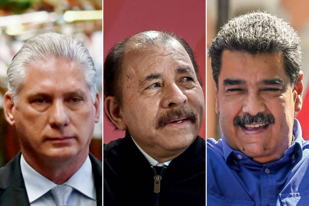 Diaz-Canel-Ortega-Maduro ATRITO - Os sem-convite: Diaz-Canel, de Cuba), Ortega, da Nicarágua, e Maduro, da Venezuela -