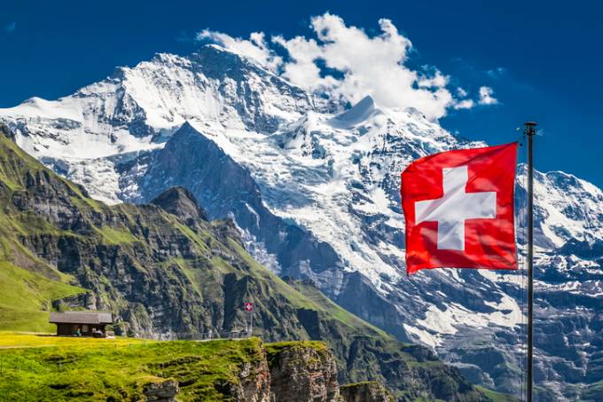 Swiss Flag, The Männlichen and Jungfrau