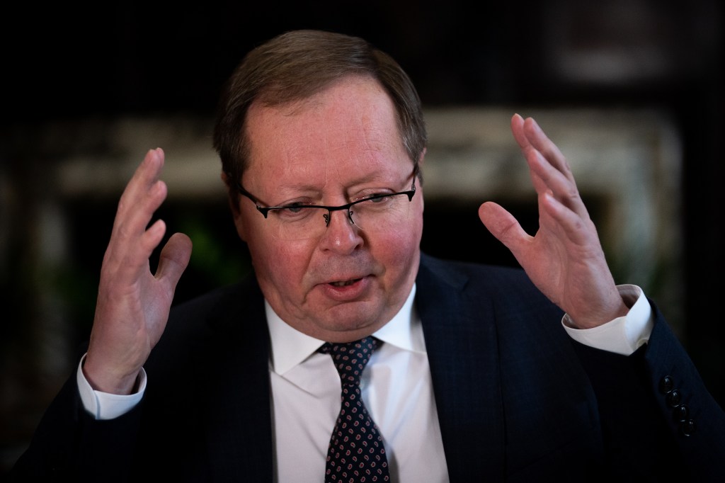 Ambassador of the Russian Federation to the UK Andrei Kelin during an interview with PA at the official residence of the Russian Ambassador in London. Picture date: Monday February 21, 2022. (Photo by Aaron Chown/PA Images via Getty Images)