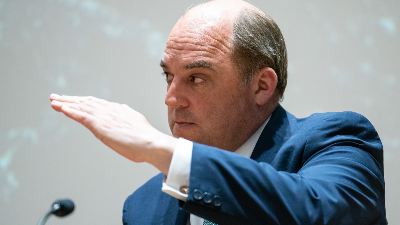 Defence Secretary, Ben Wallace speaks during the Defence of Europe conference at King's College London in central London. Picture date: Monday May 9, 2022. (Photo by Dominic Lipinski/PA Images via Getty Images)