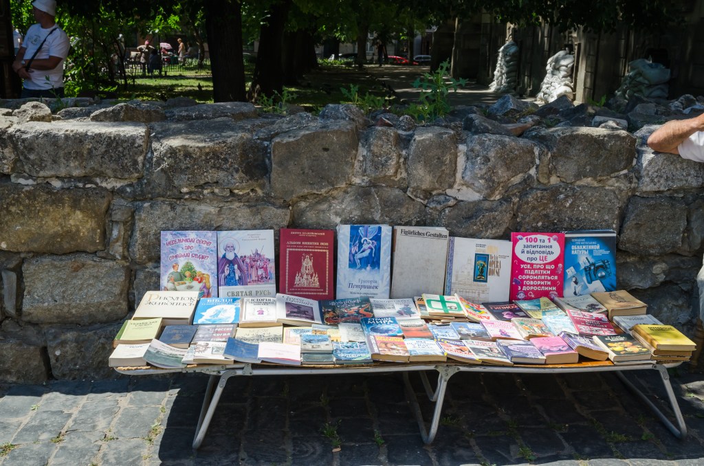 LVIV, UKRAINE - JUNE 9: Vintage products and books on sale at the flea book market in Lviv, Ukraine, June 9, 2022 as Russia-Ukraine war continues. (Photo by Olena Znak/Anadolu Agency via Getty Images)