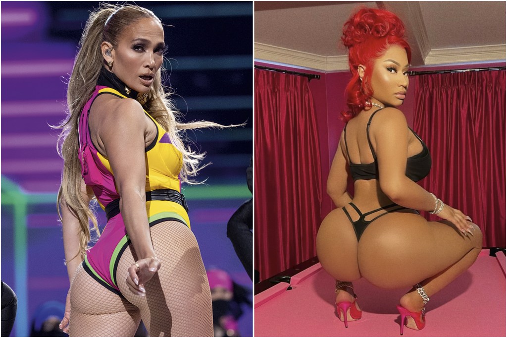 CURVAS - Jennifer Lopez (à esq.) e Nicki Minaj impulsionaram a moda: em um ano, houve aumento de 98% na procura pela remodelação das nádegas para deixá-las mais volumosas -